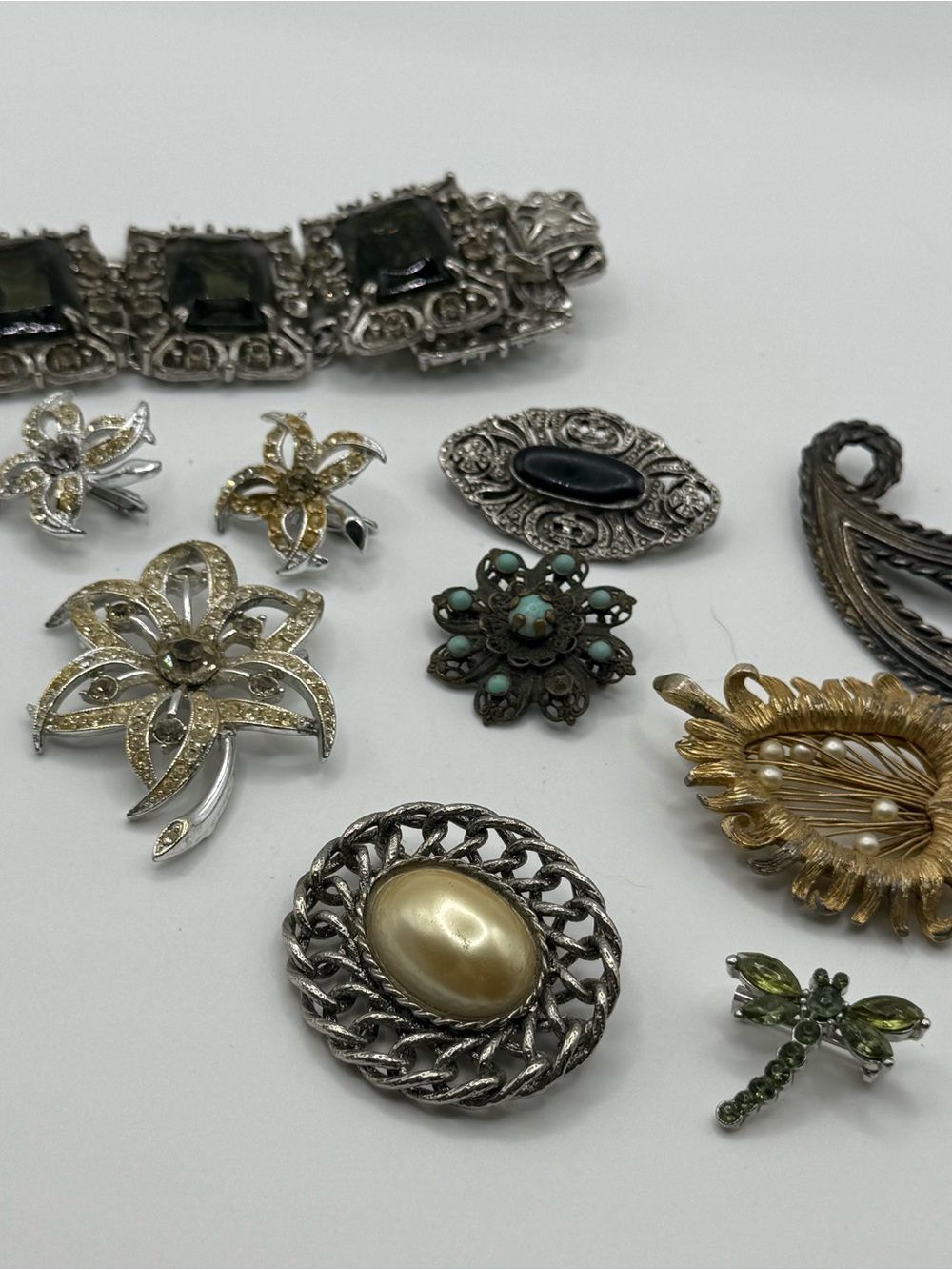 Vintage Mixed Metal and Pearl Brooch Collection